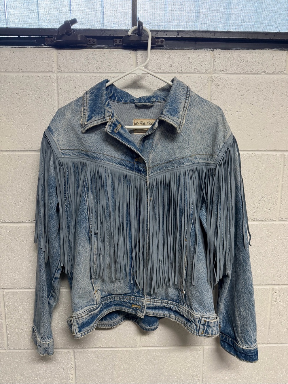 Free People We The Free After Hours Fringe Western Denim Jacket Medium Cowgirl - Picture 2 of 9
